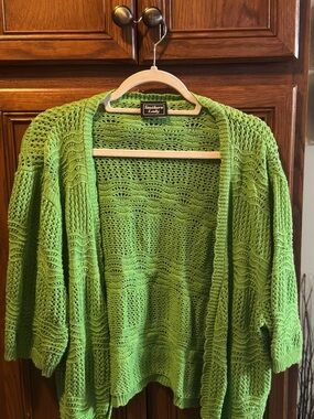 Southern Lady Lime Green Open-Knit Cardigan
